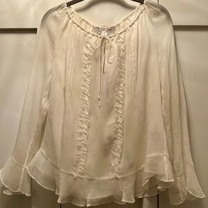 NWT DVF Silk Crinkled Crepe Chiffon Blouse - NEW